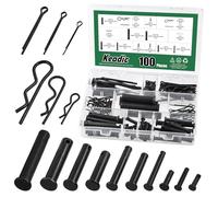 Keadic Lot de 100 broches à tête plate - Comprend une broche Clevis Clevis à trou unique, des broches de cotter et des clips R, 16 tailles de goupilles de maintien Cotter Pin Split Pin pour remorque