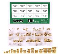 Keadic Lot de 110 écrous d'incrustation en laiton M2 M3 M4 M5 M6 - Filetage femelle - Écrous moletés en laiton - Ensemble de chaleur pour fixer le moulage par injection et l'impression d'imprimante 3D
