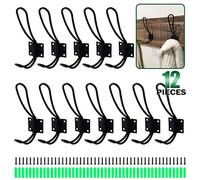 Keadic Lot de 12 crochets muraux robustes rustiques noirs avec vis et vis d'extension incluses, porte-manteau mural double vintage pour accrocher un look (noir - Lot de 12)