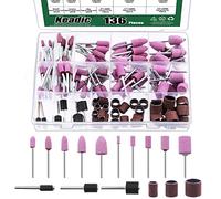 Keadic Lot de 136 meules de polissage contenant des manchons de ponçage en oxyde d'aluminium et un foret abrasif avec tige de 0,3 cm, accessoires d'outils rotatifs pour métal, plastique, bois