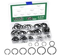 Keadic Lot de 150 anneaux de fixation ronds en acier de 10 tailles 65 Mn avec étui de rangement, M10 M12 M14 M16 M18 M20 M22 M24 M25 M26 Anneaux d'arrêt pour arbres