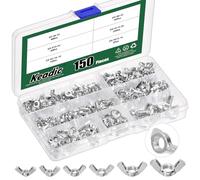 Keadic Lot de 150 écrous à ailettes SAE, 6-32, 8-32, 10-24, 1/4"-20, 5/16"-18, 3/8"-16 - En acier au carbone galvanisé - Fixations pour Home Building Industry