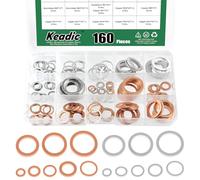 Keadic Lot de 160 bouchons de vidange d'huile de 16 tailles, ensemble de joints plats en cuivre et aluminium pour piste et moto, M6 M8 M10 M12 M14 M16 M18 M20