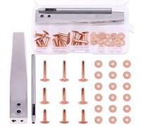 Keadic Lot de 18 rivets et fraises en cuivre avec outil de fixation de rivet et cutter pour produits en cuir : ceintures, sacs à main, cordes, sacs, fournitures de bricolage en cuir (taille 9 et 12)