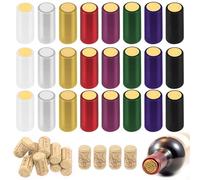 Keadic Lot de 190 capsules thermorétractables en PVC de 8 couleurs avec bouchons en liège naturels pour la fabrication de caves, de bouteilles de vin