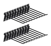 Keadic Lot de 20 crochets de 20,3 cm robustes pour étagère murale à lattes - Crochet de suspension pour panneau perforé - Pour garage, magasin, vente au détail et organisation (noir)