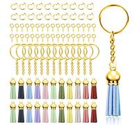Keadic Lot de 200 porte-clés dorés avec pampilles, anneaux ouverts et épingles à œillet à vis, kit de fabrication de porte-clés pour vierges, breloques, boucles d'oreilles, bracelets
