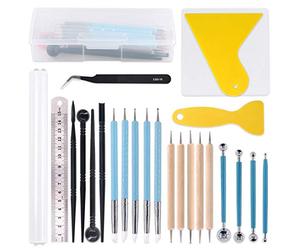 Keadic Lot de 24 outils de modelage de pâte polymère à double extrémité Stylet pointillé Outils de sculpture pour pâte à modeler et décoration d'ongles, poterie Argile