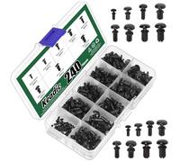 Keadic Lot de 240 rivets en nylon - 8 tailles - Kit de fixation pour panneau de commande - PCB - Noir - Pour pare-chocs de voiture, garniture intérieure