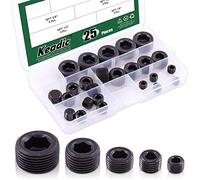 Keadic Lot de 25 bouchons de tuyau en acier au carbone noir 1/8 1/4 3/8 1/2 3/4" NPT Raccord de tuyau en laiton Douille à filetage hexagonal interne pour fermer l'extrémité du tuyau