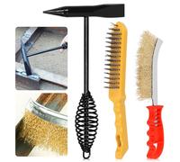 Keadic Lot de 3 marteaux de soudure de 25,4 cm et brosse métallique - Outil de déchiquetage en acier forgé de 500 g avec poignée à ressort hélicoïdal pour enlever la rouille et les scories
