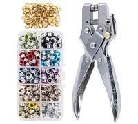 Keadic Lot de 300 œillets multicolores en métal avec pince perforatrice et 100 œillets dorés supplémentaires pour cuir, toile, tous les tissus pour hommes et femmes, vêtements, chaussures, ceintures,