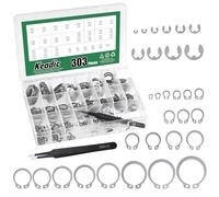 Keadic Lot de 303 anneaux de sécurité extérieurs M4-M28, 21 tailles [1,5 mm-10 mm] et clips de sécurité pour vagues cannelées (acier inoxydable 304)