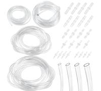 Keadic Lot de 36 raccords cannelés et kit d'assortiment de tubes transparents de 1,6 mm, 2,4 mm, 3,2 mm, 3,9 mm, 4,8 mm, 5 mm, réducteur de tuyau en plastique de 3 m, connecteurs de tuyau, adaptateur