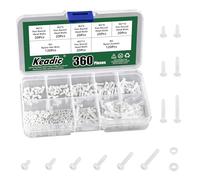 Keadic Lot de 360 vis à tête ronde, en nylon et plastique M2, blanc, en nylon et plastique