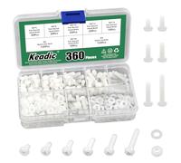 Keadic Lot de 360 vis à tête ronde, en nylon et plastique M4, blanc, en nylon et plastique