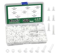 Keadic Lot de 360 vis M6 en nylon blanc à tête plate pour machine à tête plate, kit d'écrous métriques, countersunk à tête ronde, pour machine