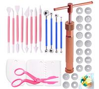 Keadic Lot de 37 outils de modelage en argile rose doré avec 20 disques d'extrudeuse à sucre et stylet à bille