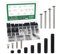 Keadic Lot de 385 vis de prise électrique, en nylon, ronds, espaceurs, 6-32, pour plaque murale, vis longues, pour interrupteur, boîtes, espaceurs