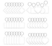 Keadic Lot de 40 porte-clés en acrylique transparent avec cadre photo personnalisé, en forme de cœur, rectangle, rond, carré, losange comme cadeau, convient pour les œuvres d'art, claire, 40mm 47mm