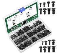 Keadic Lot de 400 clips de fixation en nylon de type push pour pare-chocs de voiture - 8 tailles - Noir - PCB