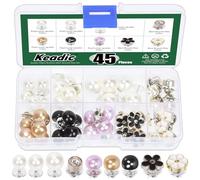 Keadic Lot de 45 broches en perles - 10/12/14 mm - Boutons invisibles sans couture pour robes, pulls, chemisiers, manteaux, châles, vêtements