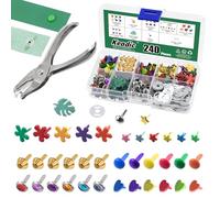 Keadic Lot de 491 pinces de fixation en métal pour papier et perforation à trou unique - Multicolore - Mini broches fendues - Pastel - Avec rondelles pour la fabrication de scrapbooking DIY S