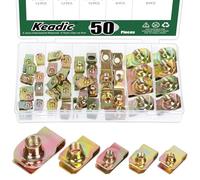 Keadic Lot de 50 clips en U pour voiture - Écrous en U M4 M5 M6 M8 - Assortiment d'écrous en U - Avec boîte de rangement
