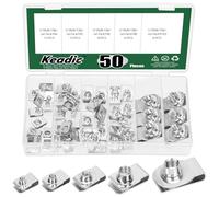 Keadic Lot de 50 clips en U pour voiture - Écrous en U - M4 M5 M6 M8 - Assortiment d'écrous en U pour voiture - Avec boîte de rangement