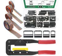 Keadic Lot de 50 connecteurs de câble IDC à deux rangées de 2,54 mm avec connecteur femelle 10, 16, 20, 26 broches et câble plat arc-en-ciel et outil à sertir