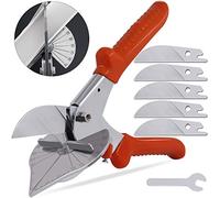 Keadic Lot de 7 ciseaux à onglet multi-angles, ciseaux à goulottes multifonctionnels avec t lames de rechange améliorées, outil de coupe quart de rond pour couper du bois tendre et du plastique