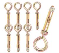 Keadic Lot de 8 boulons à œil M16 en béton, boulon à œil en zinc coloré, boulon à œillet d'épaule, vis d'expansion pour brique de béton, boulons à crochet fermé, vis d'expansion robustes pour mur