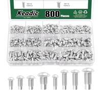 Keadic Lot de 800 rivets solides en aluminium M2 M2.5 M3 M4 6 mm, 8 mm, 10 mm pour la réparation de bateaux, avions, machines automobiles