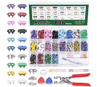 Keadic Lot de 806 boutons pression en métal avec pince de réglage, 10 couleurs, boutons creux et solides en métal avec étui de rangement en plastique pour bricolage, vêtements, artisanat, couture (9,5