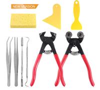 Keadic Lot de 9 outils de mosaïque comprenant grattoirs, pinces, crochet à double extrémité, spatule, éponge, pince coupante et embouts en carbure