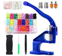 Keadic Presse à main avec 20 matrices de taille et 24 ensembles de 384 boutons pression colorés originaux avec conteneurs de rangement, kit d'outils de fermeture en plastique pour vêtements,couture