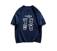 keadiseu T-Shirt Coton Chat dans Tasse café, Coupe Large été - Bleu - L
