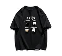 keadiseu T-Shirt Coton Chat dans Tasse café, Coupe Large été - Noir - 4XL