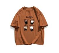 keadiseu T-Shirt Coton Chat dans Tasse café, Coupe Large été - Rouge - L