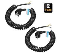 KEAGAR Lot de 2 rallonges spirales 250 V / 16 A Câble 3 fils Extensible de 0,75 m à 3 m Avec fiche de contact de protection IP20 Intérieur Noir