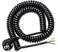 KEAGAR Rallonge spirale avec contact de protection - 250 V / 16 A - Câble spiralé à 3 fils - Extensible de 0,75 m à 5 m - Rallonge avec fiche enroulable de contact de protection - IP20 - Intérieur