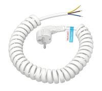 KEAGAR Rallonge spiralée à Contact de Protection 250V / 16A, Câble spiralé 3 Fils, Extensible de 0.75 m à 3 m, Rallonge avec fiche à enroulement à Contact de Protection, IP20 intérieur - Blanc
