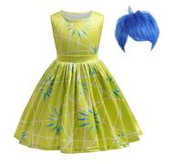 keaiyouhuo Robe de princesse dégoûtée pour filles costume de joie déguisement de cosplay pour enfants tenues d'anniversaire d'Halloween avec perruque