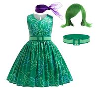 keaiyouhuo Robe de princesse dégoûtée pour filles costume de joie déguisement de cosplay pour enfants tenues d'anniversaire d'Halloween avec perruque