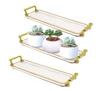 KeaJuidy 3 Pièces Plateaux Rectangulaires de Pot de Fleurs avec poignées Soucoupe Plateaux Plante pour l'intérieur et l'extérieur 31,2x9,2x3,4 cm