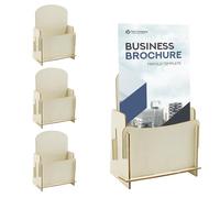 KeaJuidy 4 pièces Porte-brochures en bois de table 13x7x17 cm Présentoir à dépliants en papier pour magazines, brochures, livrets, menus, bureaux