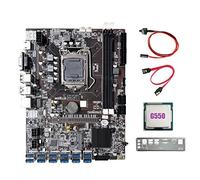 KEALBAUS Carte Mère B75 12GPU BTC Mining Carte Mère Noire + CPU G550 + Câble + Prise en Charge du Câble de Commutation 2XDDR3 RAM USB3.0 Carte Mère B75 12USB Miner
