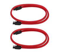 KEALLANS 2X 50cm 3.0 III Sata3 7Broches Câble de Données Câbles Ssd 6Gb / S Câble de Données pour Disque Dur avec Gaine en Nylon avec Disque Dur Et Version Gainée de Nylon (Rouge)