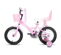 KEANO JOYSTAR Zinnia Vélo pour fille de 4 à 7 ans, 16 pouces, avec roues stabilisatrices, baket et serpentins d'air, rose
