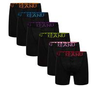 Keanu Lot de 6 boxers boutonnés sur le devant pour homme - Taille jacquard - Mélange de coton - Tailles S, M, L, XL, 2XL, Boxer noir - Jacquard fluo, L